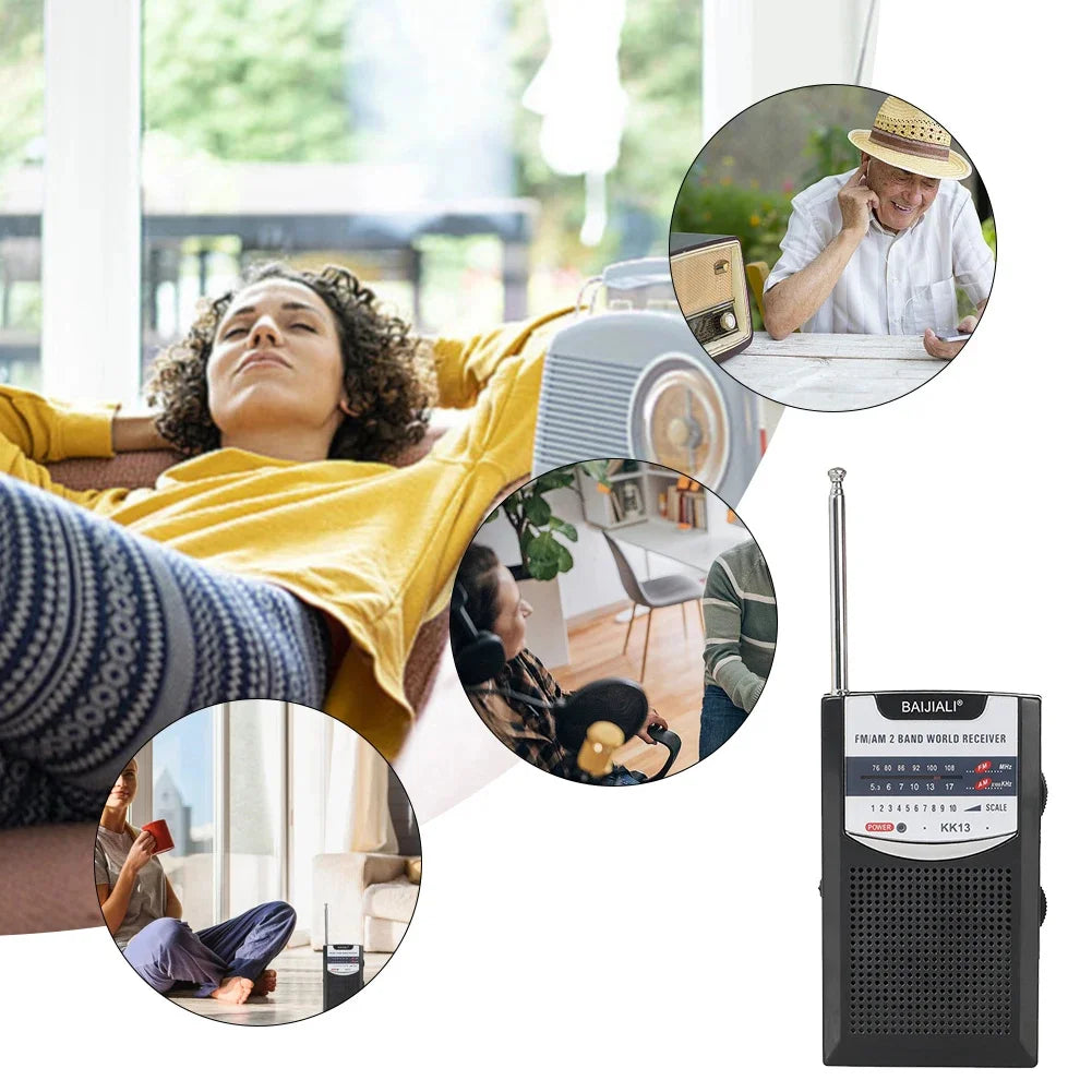 Portable AM/FM Pocket Radio with Telescopic Antenna - Battery Operated Radio Player for Elderly, Home, Walking and Camping