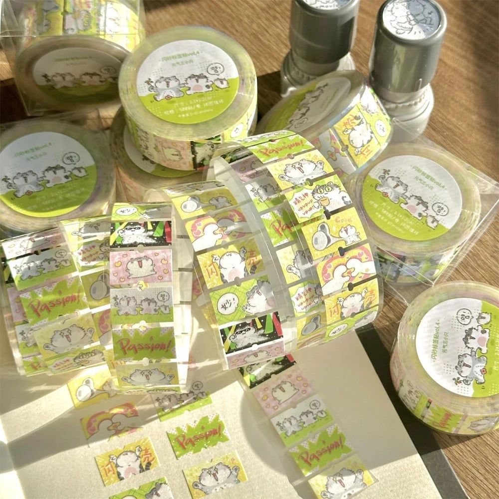 200Pcs Cat Sticker Roll - Cute Waterproof Animal Meme Decals for Kids Scrapbooking Phone Cases & DIY Decoration