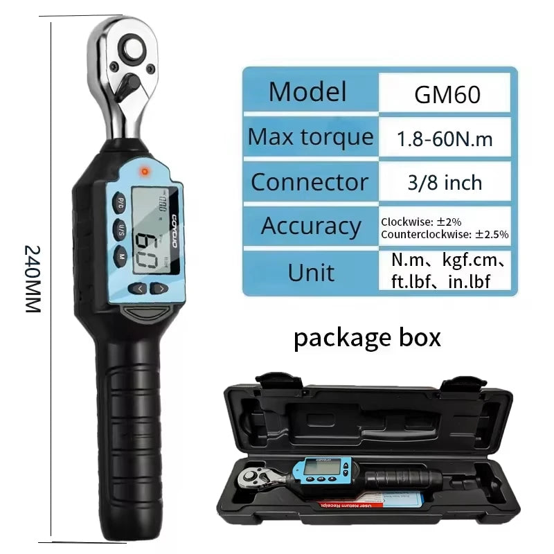 New Digital Preset Torque Wrench | 1/2", 3/8", 1/4" Bidirectional Ratchet for Professional Bicycle Repair