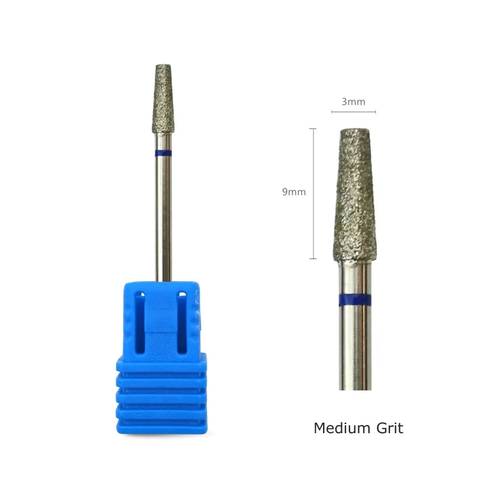 HYTOOS 3mm Tapered Cuticle Nail Drill Bit - Titanium Russian Diamond Nail Bits for Dead Skin Cleaning & Nail Care Accessories