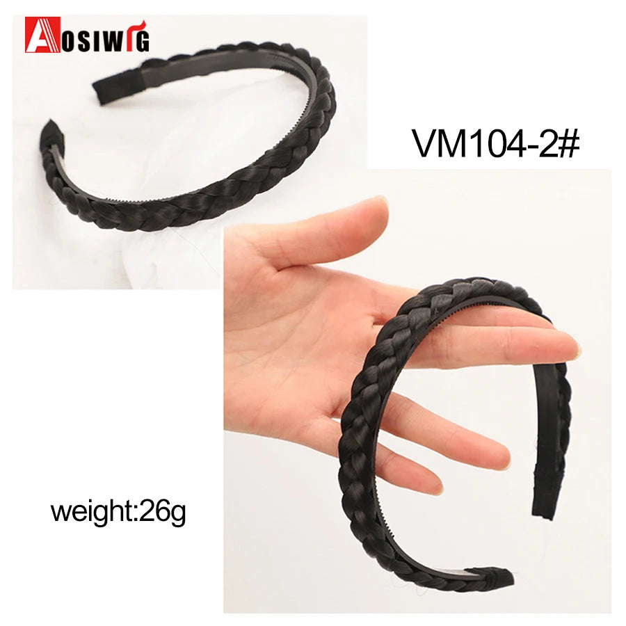 Synthetic Fishbone Braided Headband – Bohemian Plaited Hairpiece for Women Hairstyling