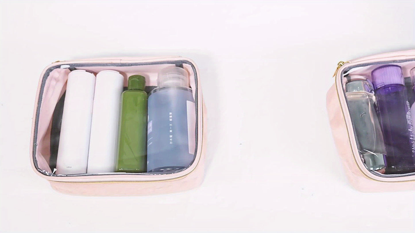 Large Multi-Functional Cosmetic Travel Organizer – 4 Detachable Compartments and Jewelry Roll, Versatile Makeup Bag for Toiletries, Skin Care, Hair Products, Ideal Women's Gift