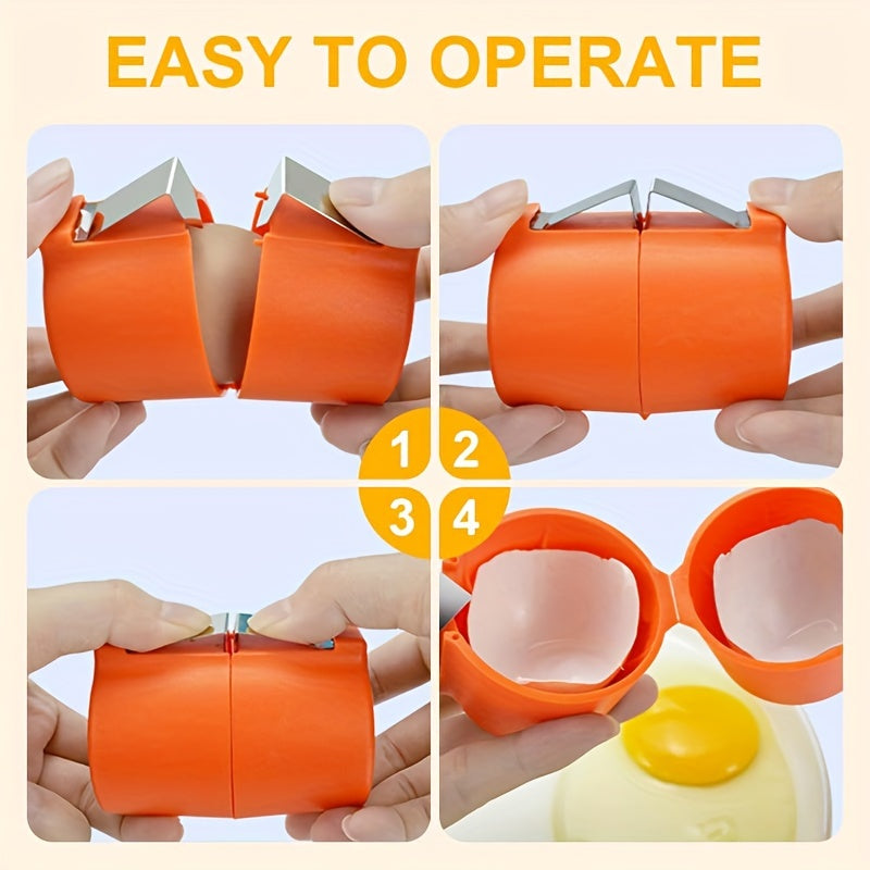 6 Piece Manual Egg Cracker and Peeler Set - Battery-Free, Ideal for Raw and Hard Boiled Eggs