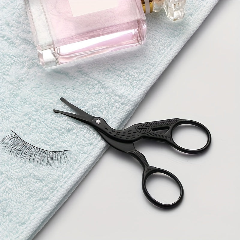 Stainless Steel Rounded Tip Nose Hair Scissors – Heron-Shaped Groomers for Eyebrows, Nose, Beard, and Ears, Professional Facial Hair Trimming for Daily Use