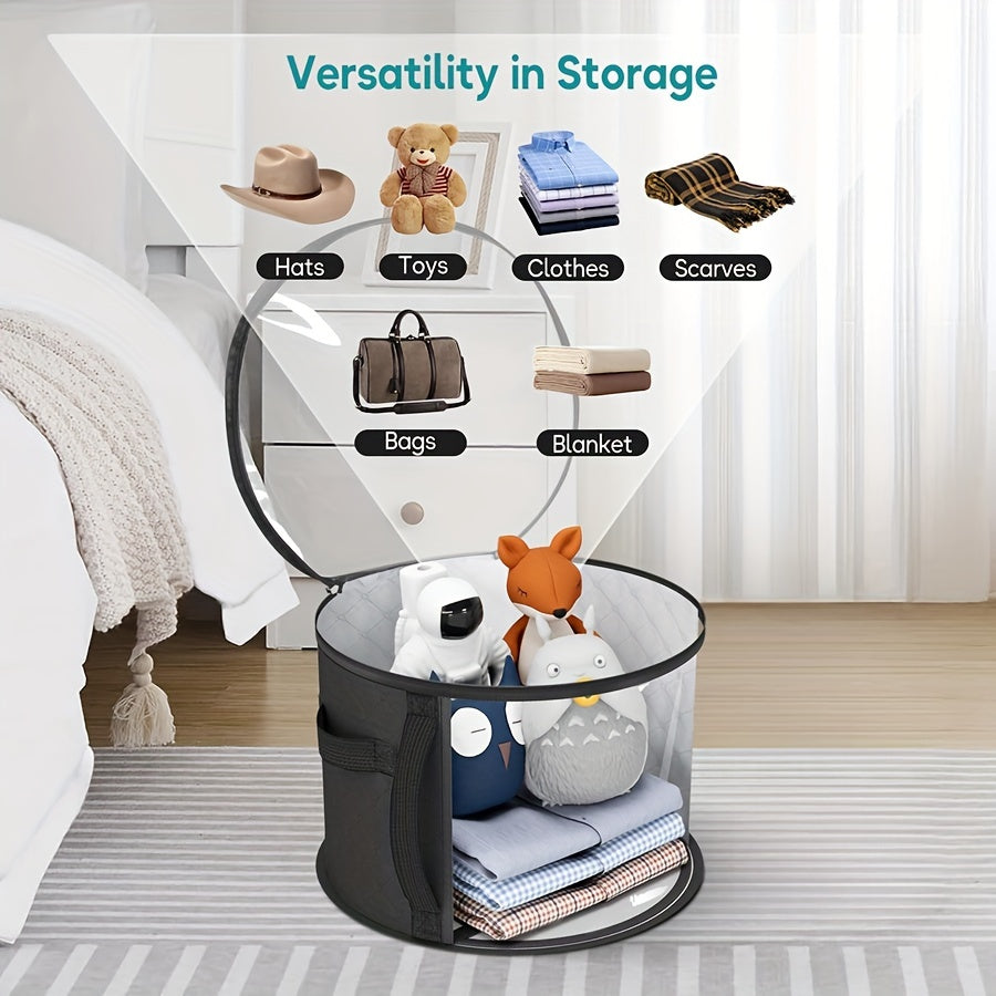 Foldable Hat Storage Organizer for Large Hats – Holds Up to 7 Oversized Hats, Includes Cowboy, Sun, Beach & Baseball Caps, Portable with Handle, Non-Woven Material with Random Printing