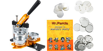 VEVOR 75mm Button Maker Machine – Badge Punch Press with 100pcs Button Parts, Circle Cutter & Instruction Book