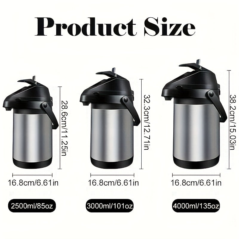 PANCERKA 2.5L Insulated Coffee Pot - Stainless Steel Thermal Beverage Dispenser with Lever Action - Hot & Cold Water, 85oz Large Capacity
