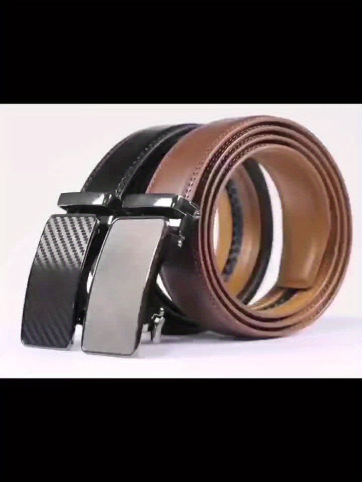 Business Men's Automatic Buckle Cowhide Belt β Ratchet Dress Belt, Genuine Leather, Perfect Father's Day Gift