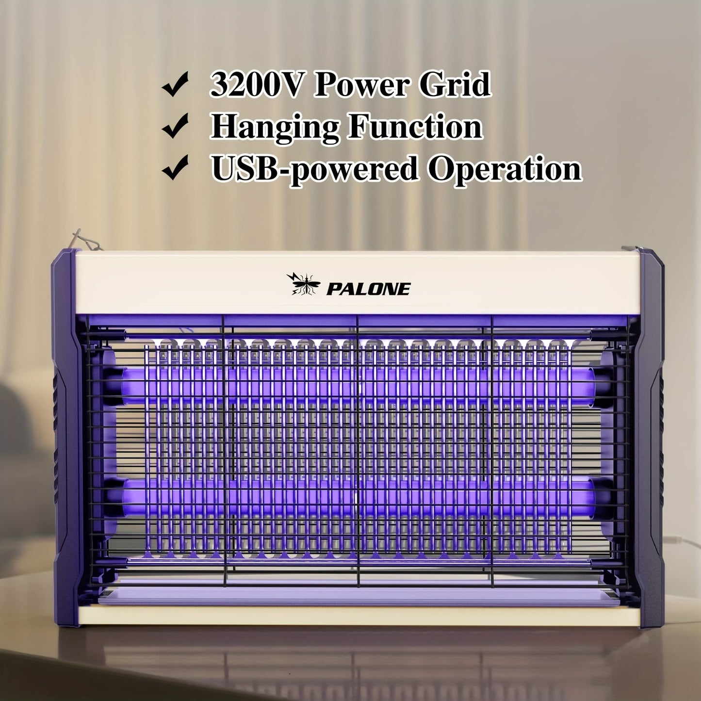 Electric Bug Zapper – Mosquito Killer with Hanging Chain, Removable Collection Tray, USB-Powered for Indoor and Outdoor Use – Ideal for Home, Office, and Warehouse