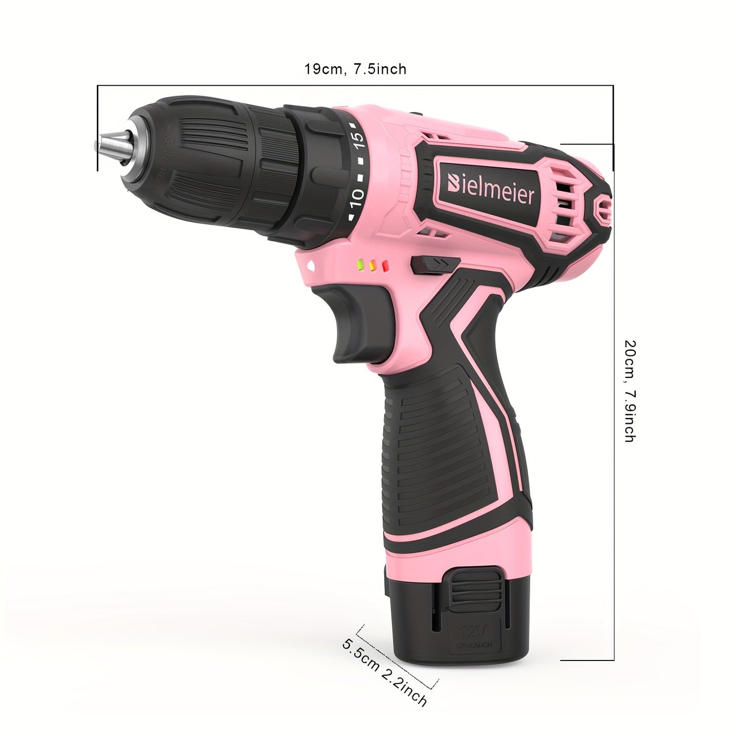 Bielmeier 12V Pink Cordless Drill Set & 20V 58pcs Black Cordless Drill Set – Essential Women's Power Tool Set for Home Projects, Stylish Pink Accessories for Home Maintenance