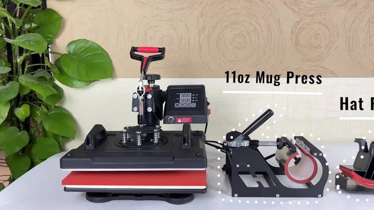5-in-1 Heat Press Machine – 12x15 Inch, 360-Degree Swing Away Digital T-Shirt Press – Multifunction Heat Transfer Combo for T-Shirts, Mugs, Hats, Plates, Caps
