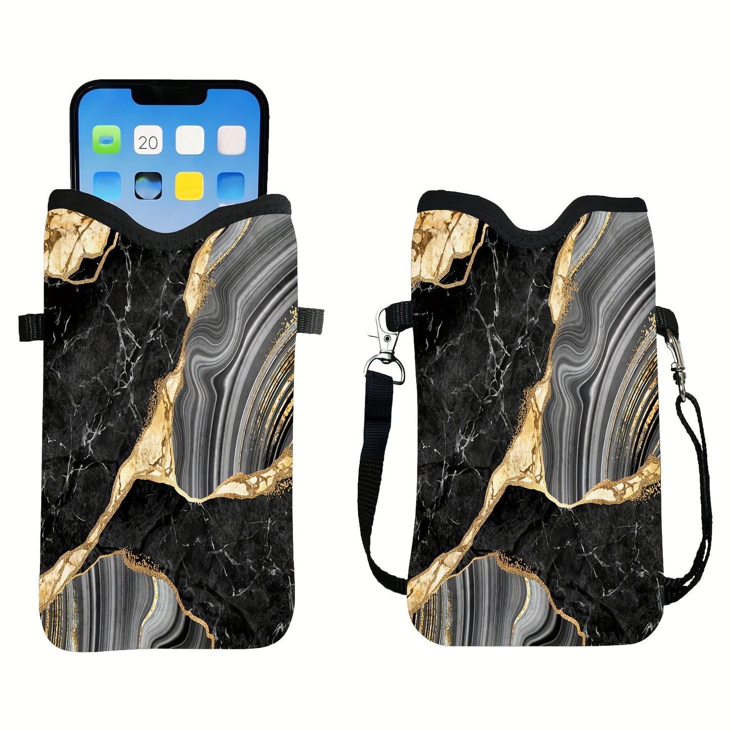 Shockproof Phone Pouch with Adjustable Lanyard - Versatile Print Design, Compatible with Multiple Models