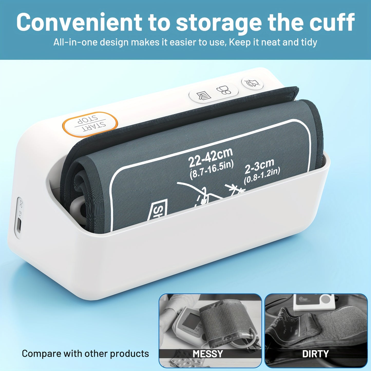 Oklar Blood Pressure Monitor – LED Display with Voice Broadcasting, Digital Cuff Machine, Includes Charging Cord