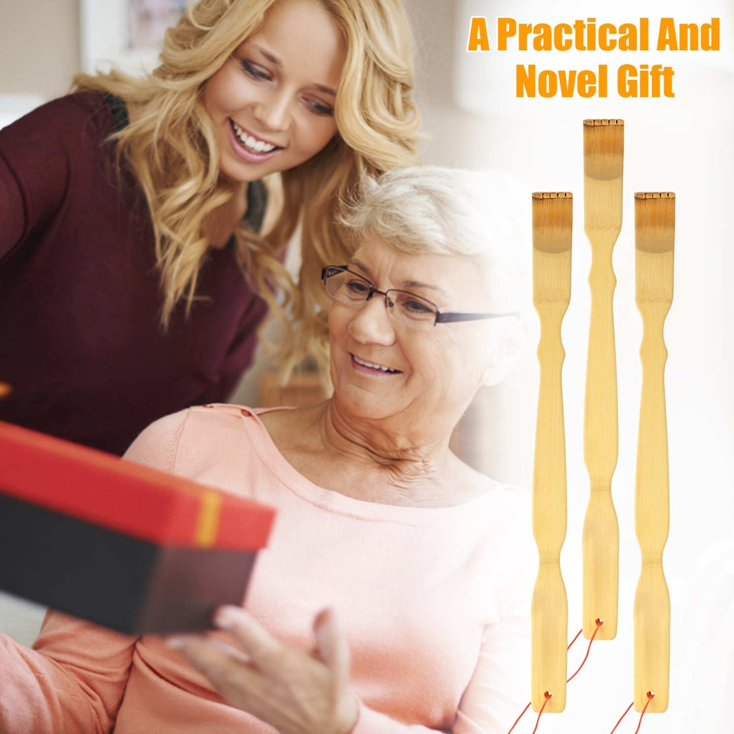 3pcs 18.3-Inch Bamboo Back Scratcher – Long Handle, Portable, Novel Gifts for Family and Friends