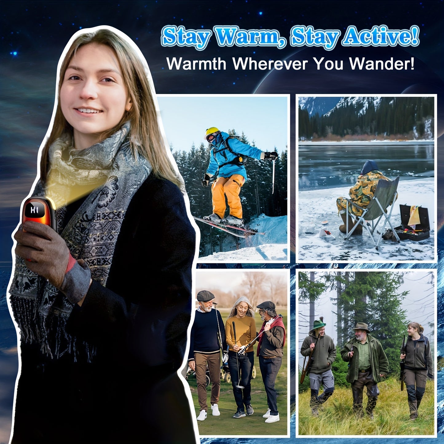 Rechargeable Hand Warmers 2 Pack - 14000mAh Electric Pocket Heater with 16 Hours Warmth, Dual-Sided Heating Up to 131°F - Ideal for Raynaud's, Hunting, Golfing and Camping