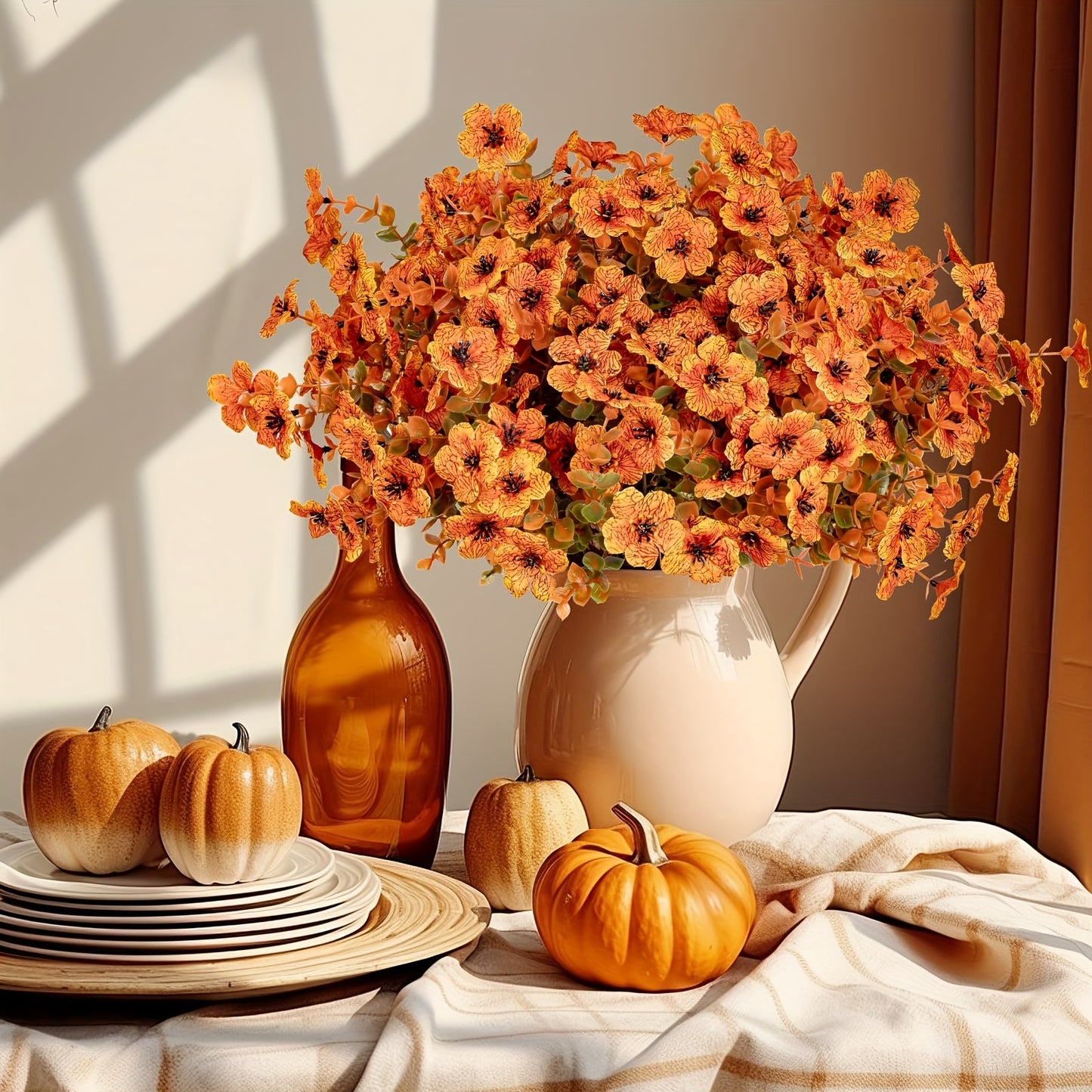 10 Bundles UV Resistant Artificial Fall Flowers – Outdoor Fake Flowers
