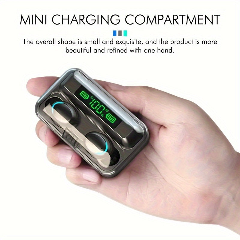 TWS Wireless Earbuds F9 – Hi-Fi Stereo Sound, Sport Headset with LED Display Charging Case – In-Ear Wireless Earphones for iPhone and Android, Ideal for Gaming and Sports