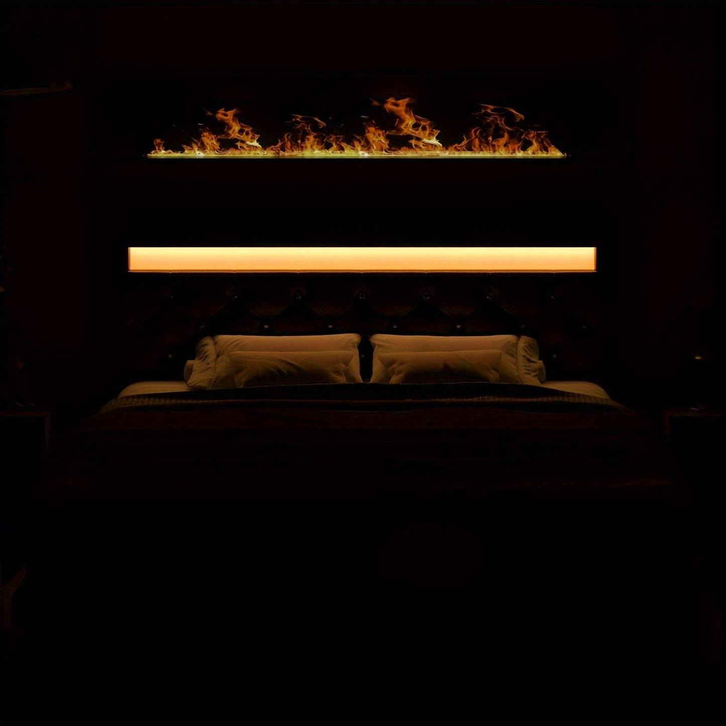 Upholstered Bed Frame with LED Lights Headboard β Full/Queen/King Size Platform Bed with 4 Drawers β Crystal Button Tufted, No Box Spring Needed, Faux Leather/Velvet Fabric β White/Black/Velvet Beige