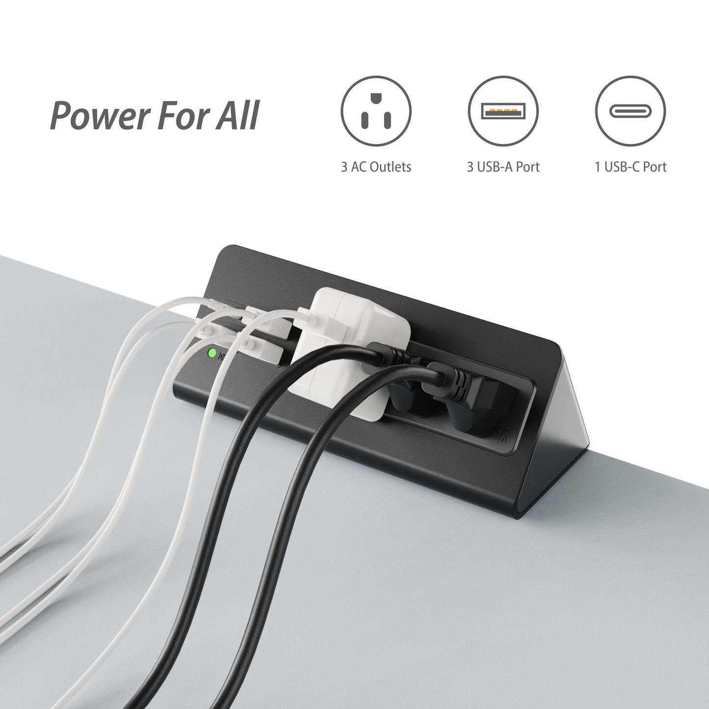 2 Pack Nightstand Edge Mount Power Strips – PD20W Fast Charging USB-C, 6.5Ft Extension Cord, 3 AC Outlets & 4 USB Ports for Home, Office, Kitchen, Dorm, Hotel (1875W)