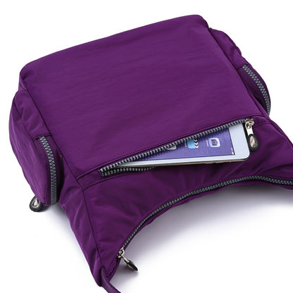 Waterproof Nylon Crossbody Bag for Women - Trendy Zipper Purse with Letter Patch