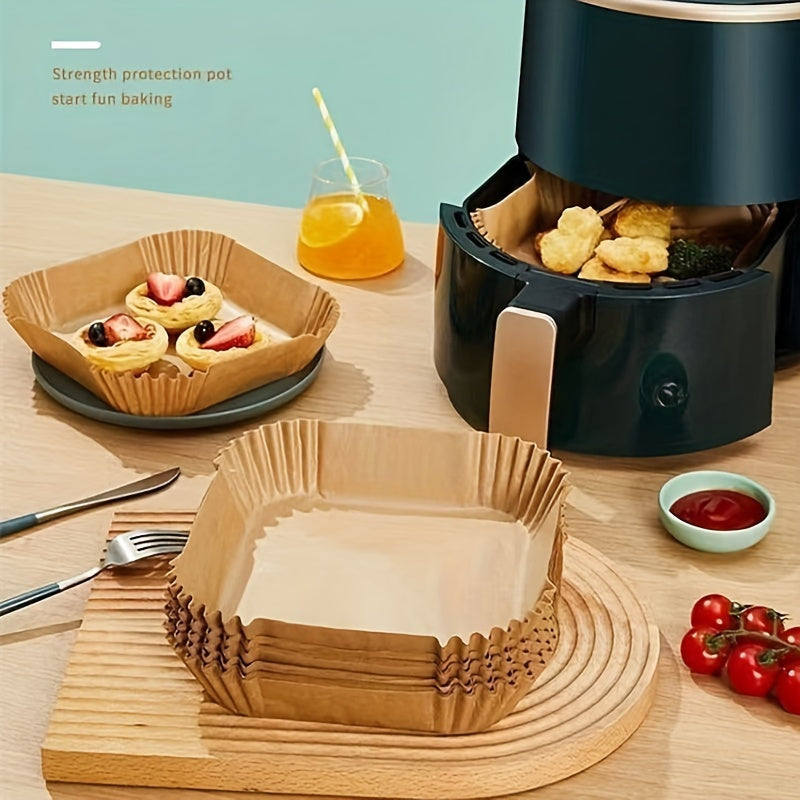 50PCS Non-Stick Air Fryer Liners - Square Paper for Baking, Roasting, and Microwave Cooking, Easy Cleanup, Healthier Cooking for Hotels and Commercial Use