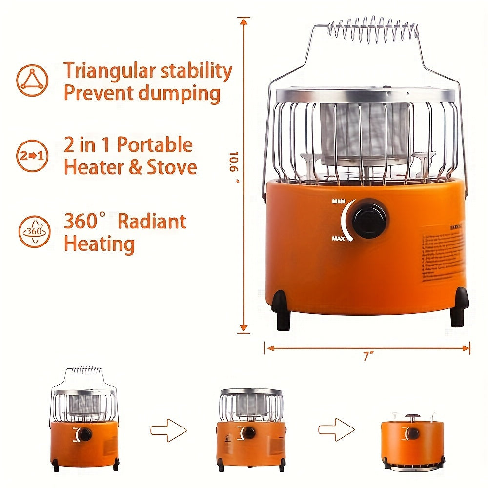 9000 BTU Propane Heater Stove – 2-in-1 Portable Indoor & Outdoor Camping Gas Stove, CSA Certified with Adjustable Flame & Carrying Case