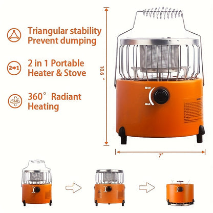9000 BTU Propane Heater Stove – 2-in-1 Portable Indoor & Outdoor Camping Gas Stove, CSA Certified with Adjustable Flame & Carrying Case