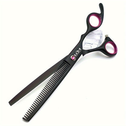 4pcs Professional 7-Inch Dog Grooming Scissors Set - Straight, Thinning, Curved, and Chunkers with Comb