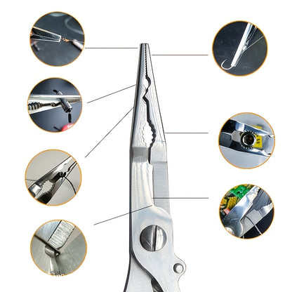 Heavy-Duty Stainless Steel Fishing Pliers – Precision Scissors, Lure Cutter, and Safe Hook Remover – Ultimate Fishing Tool for Outdoor Enthusiasts and Anglers