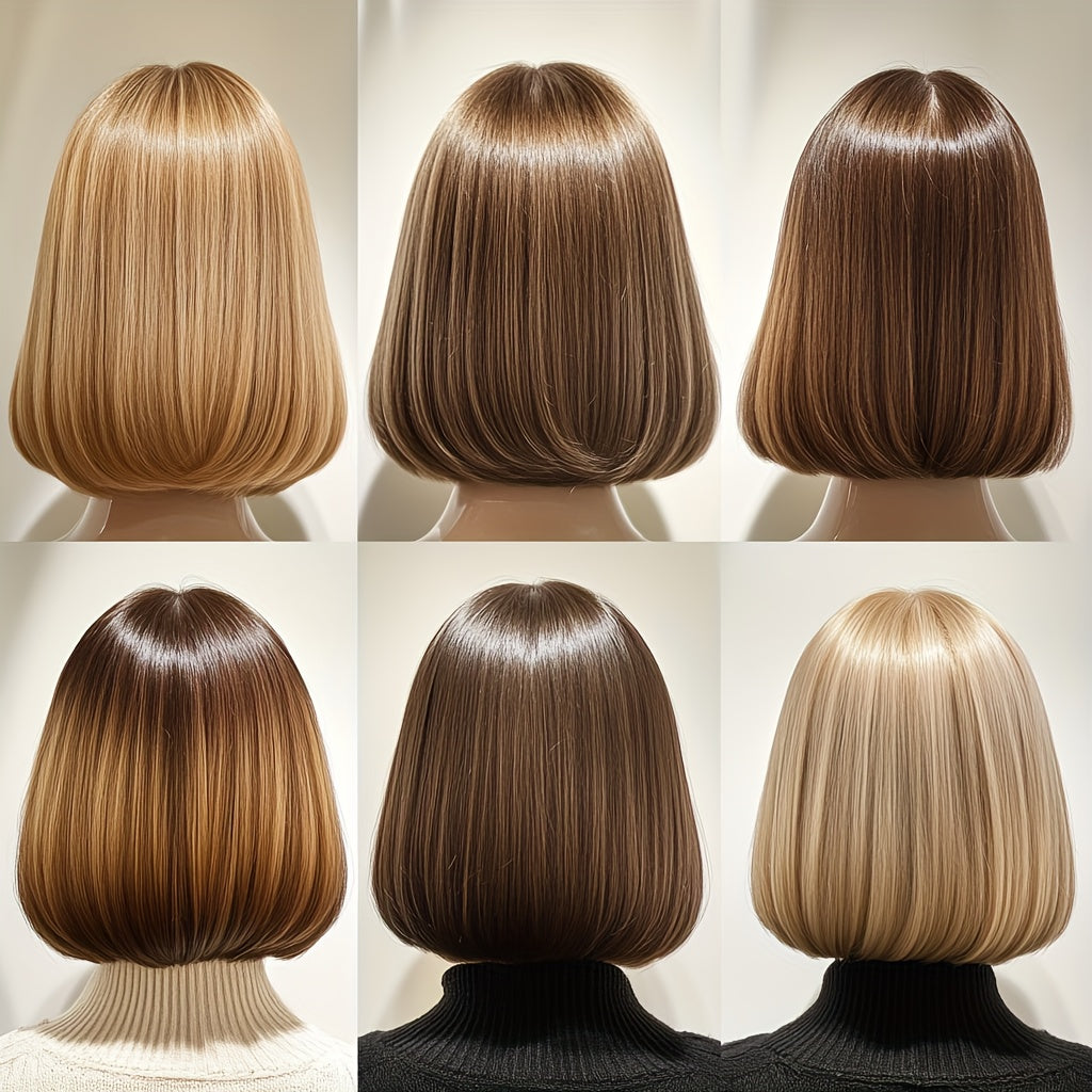Natural Straight Brown Short Synthetic Wig - Classic & Casual 12-Inch Style, Perfect for Daily Wear