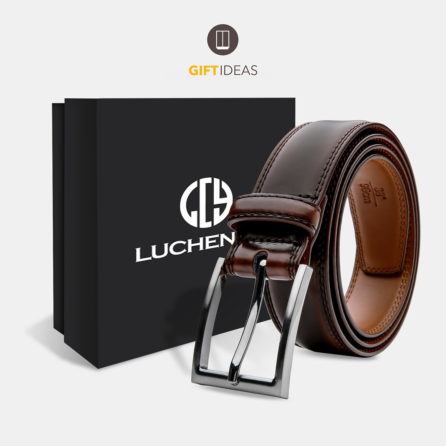 Men's Genuine Leather Cowhide Belt – Fashionable & Classic Casual Belt with Single Prong Buckle for Jeans, Work & Business, Perfect Gift for Dad & Husband