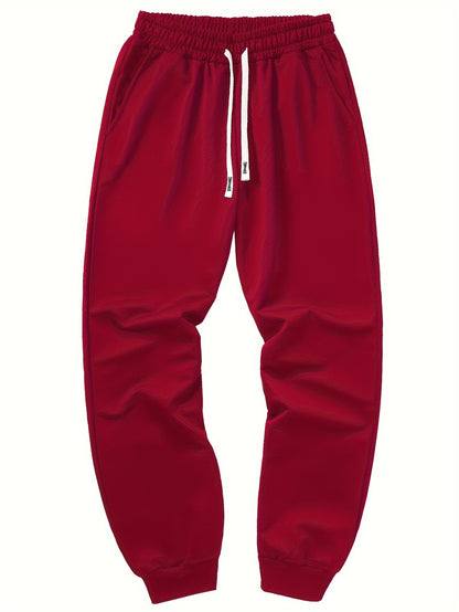 5pcs Men's Solid Color Sweatpants Set: Regular Fit, Cuffed with Drawstring & Pockets, Casual Trousers for Jogging & Outdoor Sports