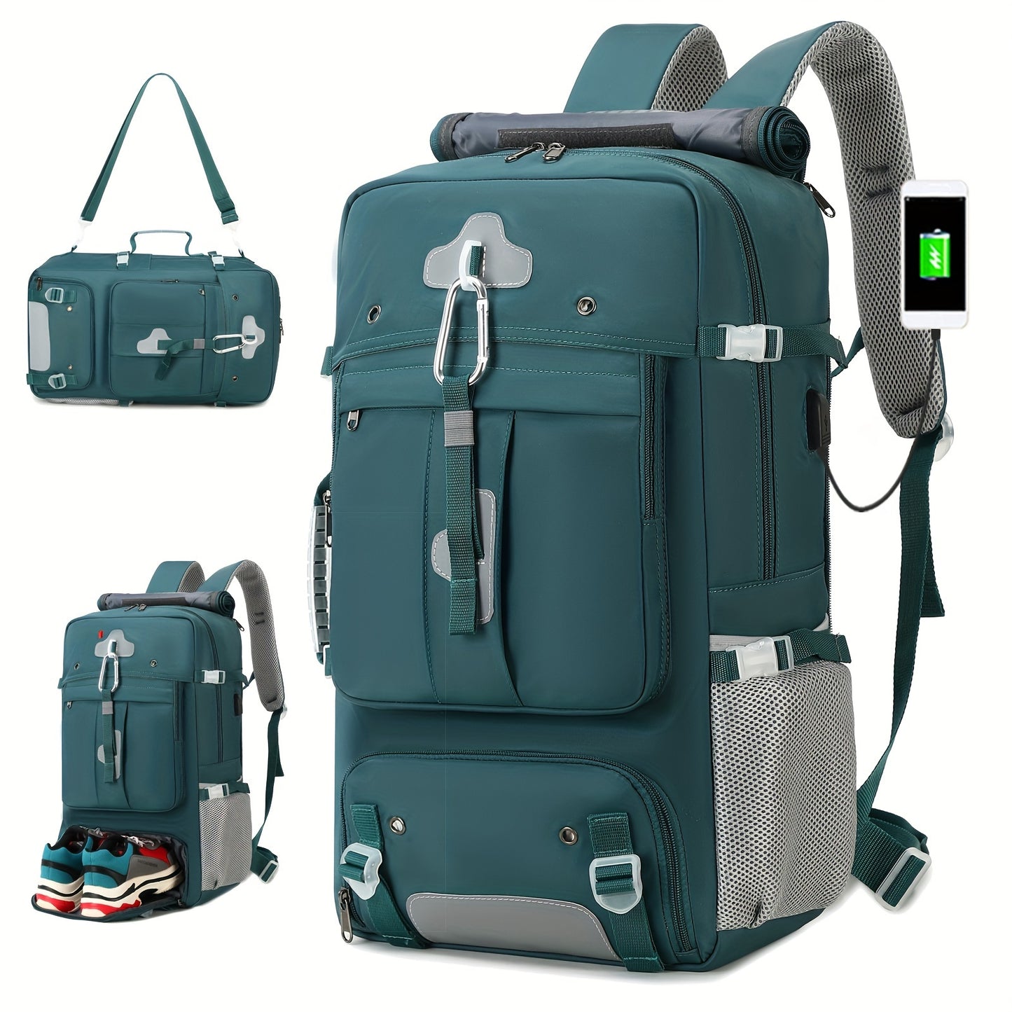 50L Spacious Hiking Travel Backpack - Multi-Functional, Water-Resistant, with Shoe Compartment, Laptop Sleeve, Ventilated Ergonomic Design - Ideal for Outdoor Camping, Sports and Adventures