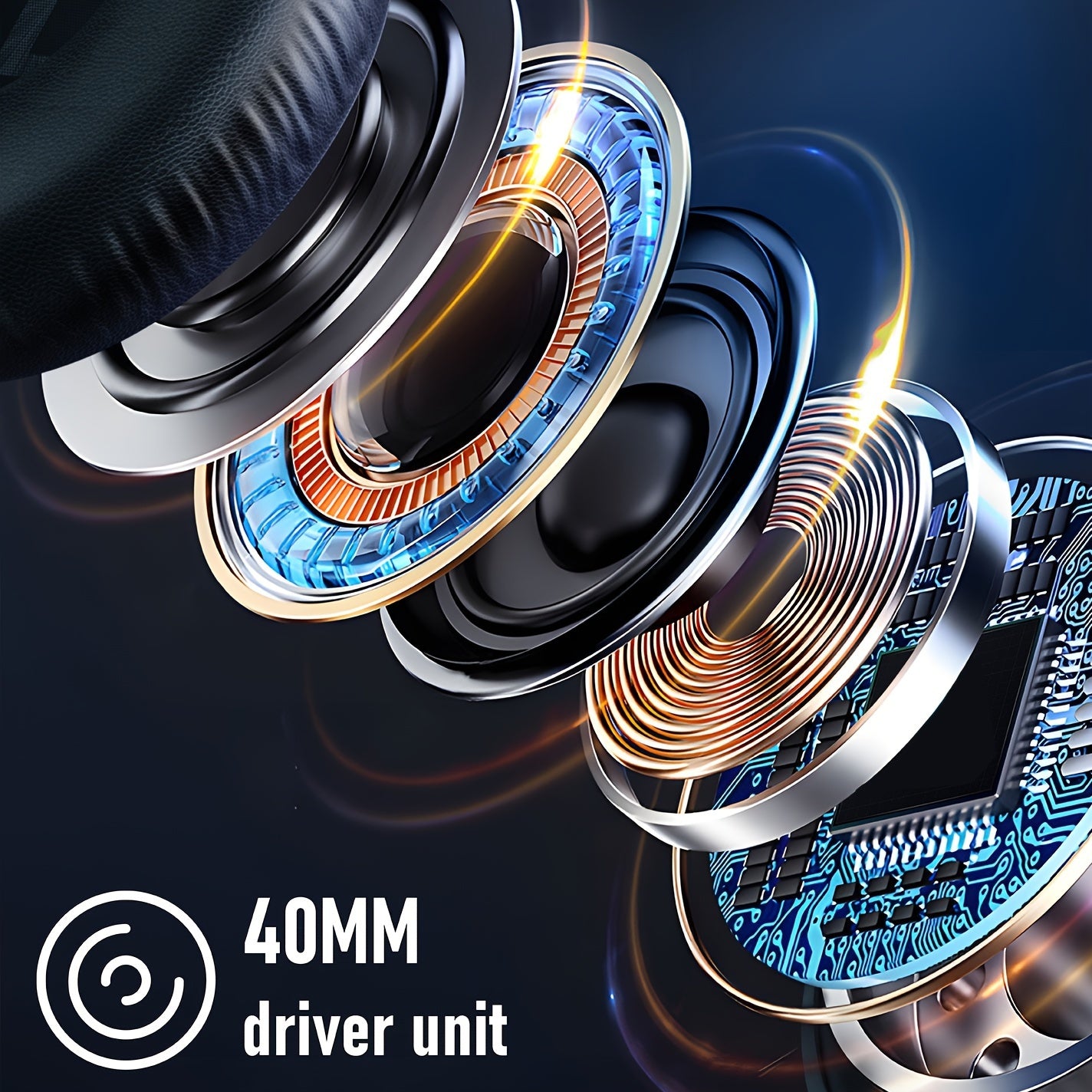 50 Hour Playtime Wireless Hi-Fi Stereo Headphones - Deep Bass, Foldable, Lightweight, Rechargeable Lithium-Polymer Battery, Microphone, and Comfortable Over-Ear Design for Home, Office, and Cellphone Use
