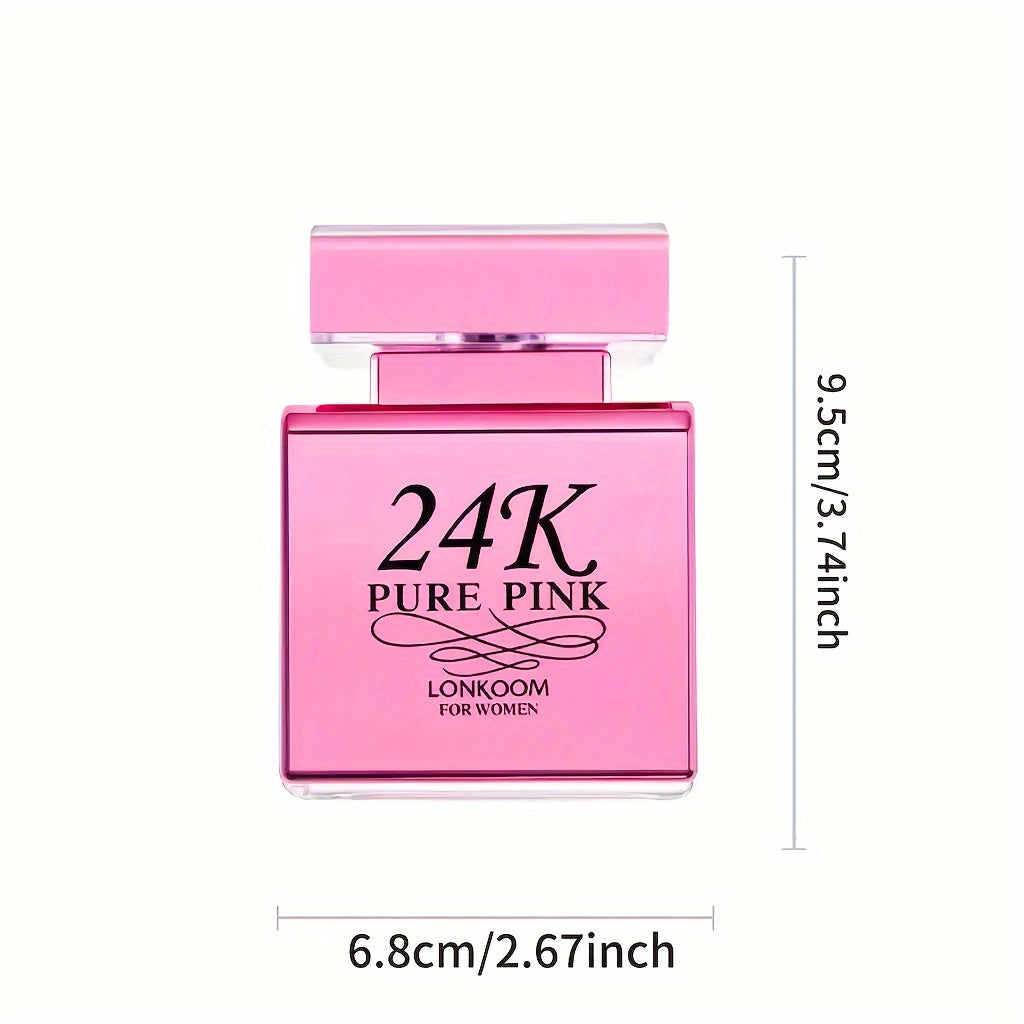 24K PURE PINK Eau De Parfum for Women - 3.38oz Floral Fruity Fragrance, Refreshing & Long-Lasting, Perfect for Dating & Daily Life, Gift for Her