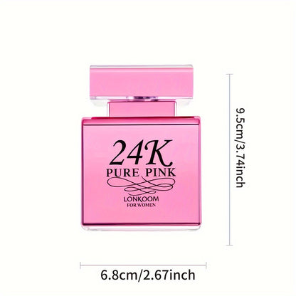 24K PURE PINK Eau De Parfum for Women - 3.38oz Floral Fruity Fragrance, Refreshing & Long-Lasting, Perfect for Dating & Daily Life, Gift for Her