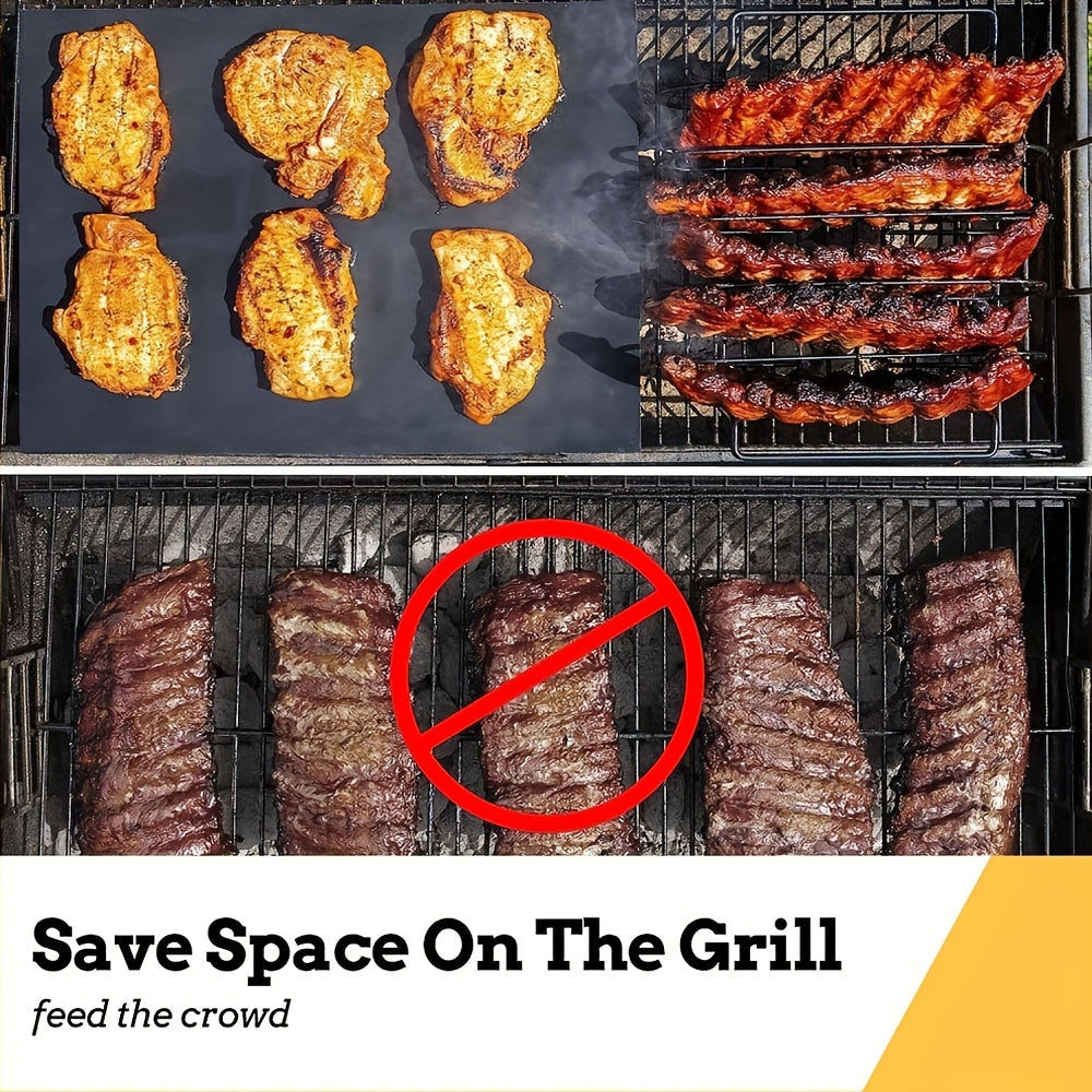 Deluxe Stainless Steel Rib Rack - Holds 4 Full Racks of Ribs, Ultra-Portable for BBQ and Smoker Enthusiasts - Durable, Rust-Resistant Construction for Perfect Grilling Results