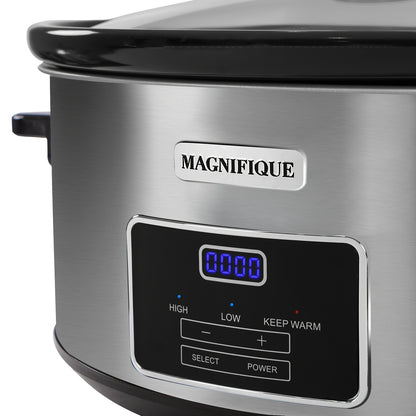 8 Quart Digital Slow Cooker - Programmable Kitchen Appliance with Timer, Heat Settings for Family Dinners, Serves 10+