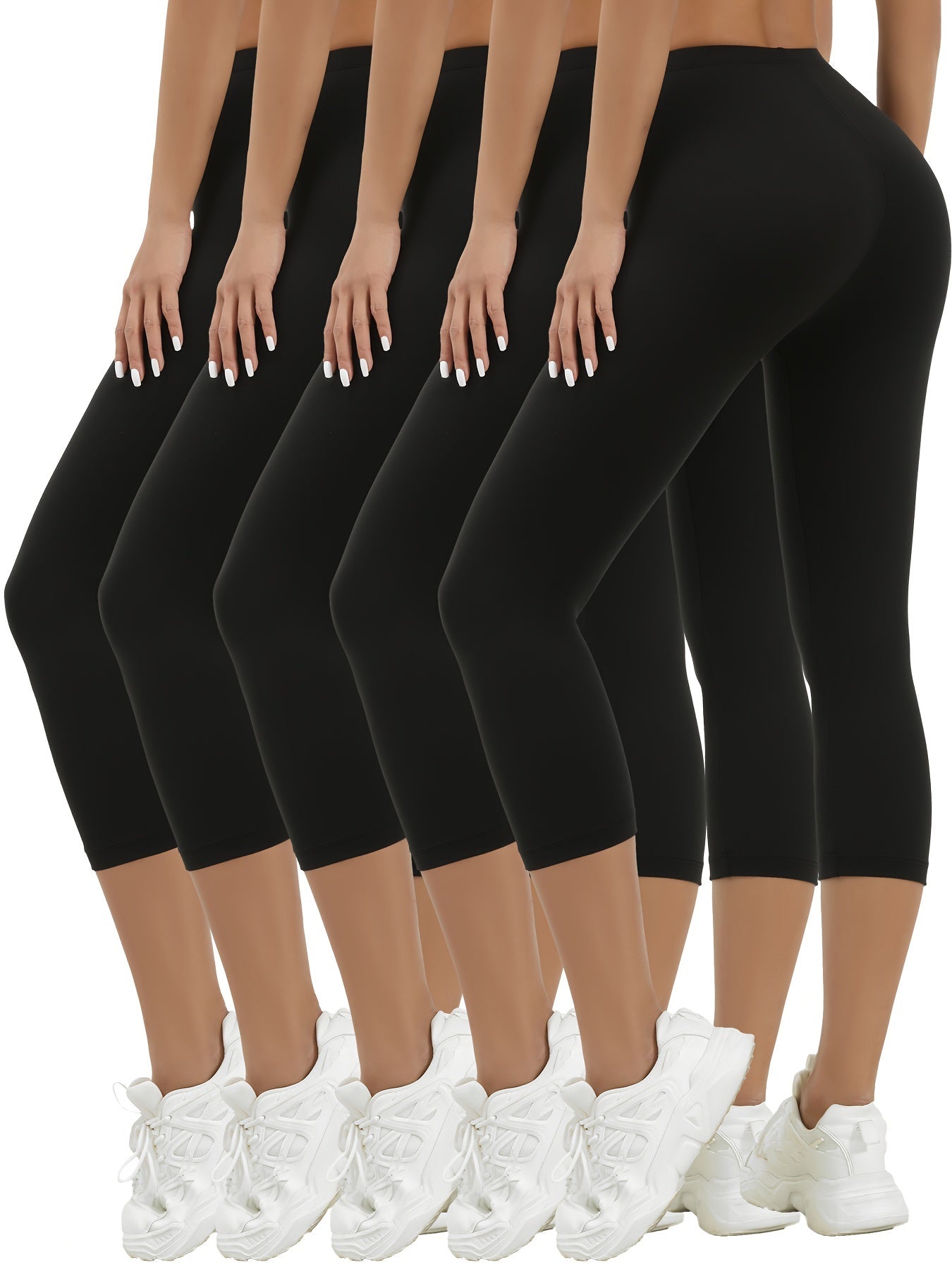 5 Pack Super Soft Capri Pants for Women: Non-See-Through Workout, Running, Yoga Athletic Leggings