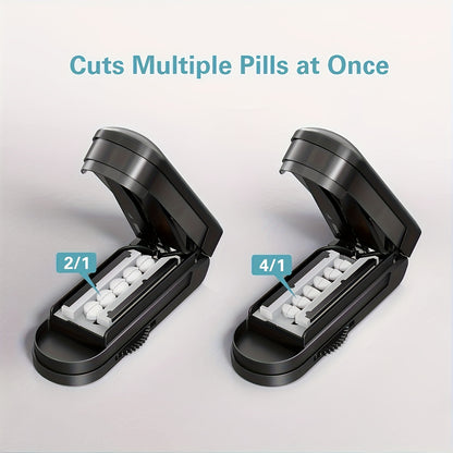 Adjustable Pill Cutter - Precise Stainless Steel Cutting with Blade Protection Cover - Ideal for Small Pills and Multi-Tablet Dispensing