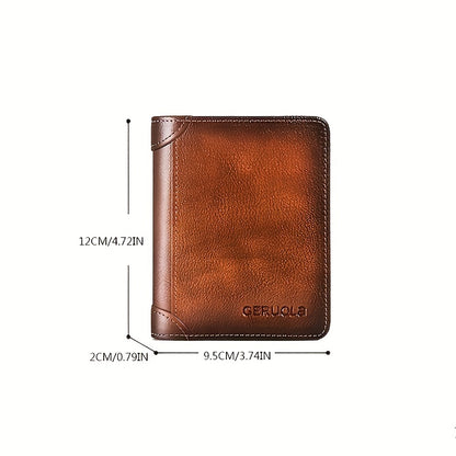 Men's Vintage Top Layer Cowhide RFID Blocking Wallet – Thin, Multi-Function ID & Credit Card Holder, Gradient Design, Perfect for Father's Day Gift