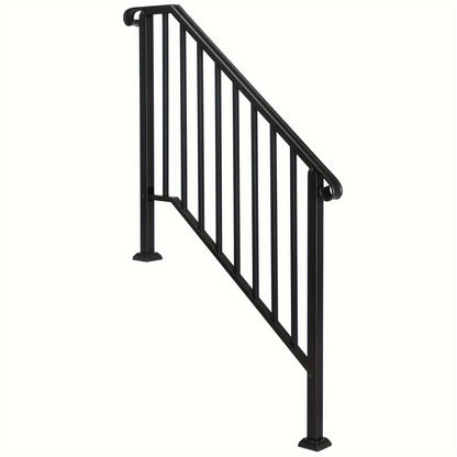 Single Tier Matte Black Iron Handrail – Durable Outdoor Stair Rail with Rust-Resistant Coating – Easy to Install & Assemble – Ideal for Home, Garden, or Commercial Use