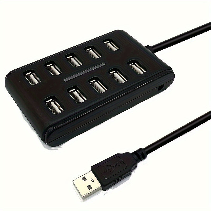 Portable 10-Port USB Hub – General Purpose ABS Plastic Double Row with Switch for Work & Home Use