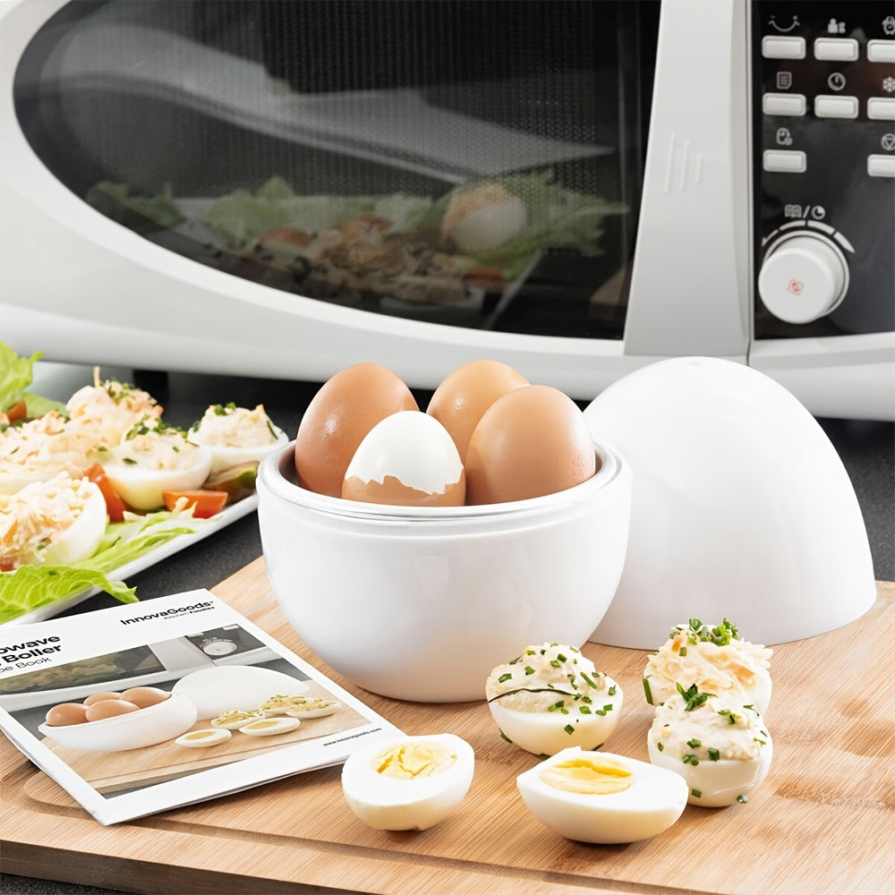 4 Capacity Microwave Egg Cooker – Quick Hard Boiled Eggs Maker with Compact Design, Time-Saving, No Power Required for Kitchen