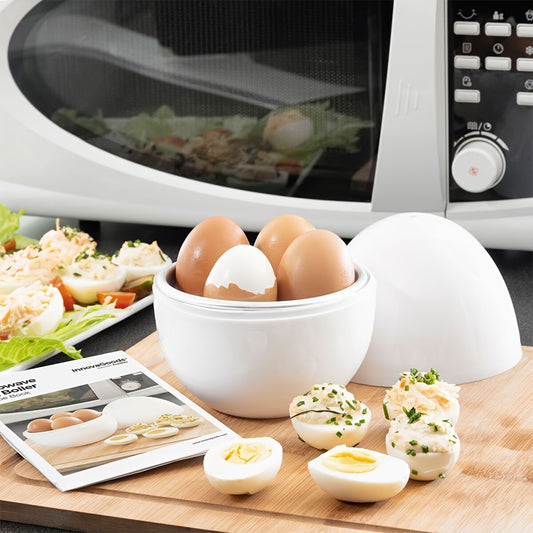 4 Capacity Microwave Egg Cooker – Quick Hard Boiled Eggs Maker with Compact Design, Time-Saving, No Power Required for Kitchen