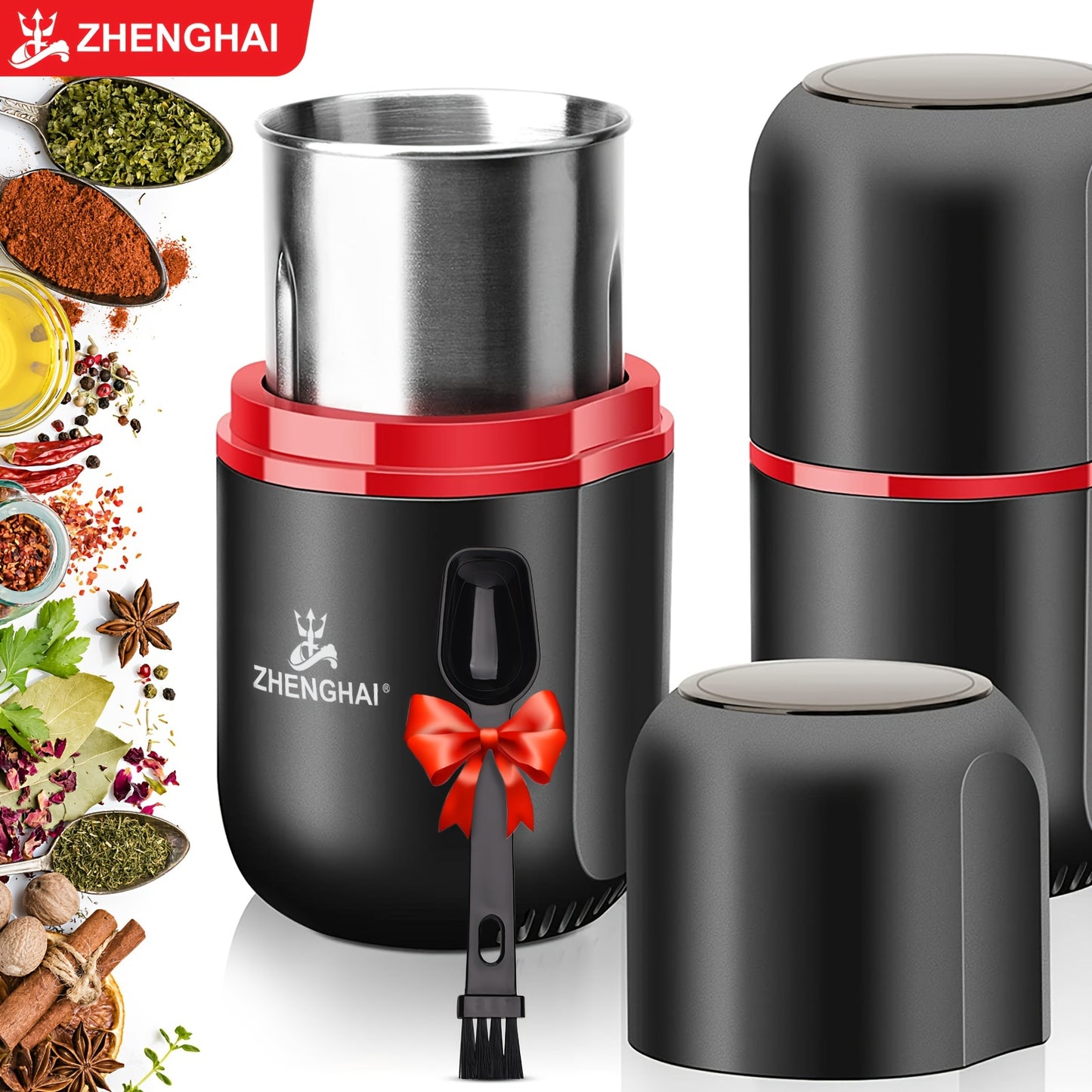 120g Extra-Large Electric Spice Grinder - Powerful Fast Grinding for Coffee, Nuts, Spices, Flower Buds - Includes Cleaning Brush