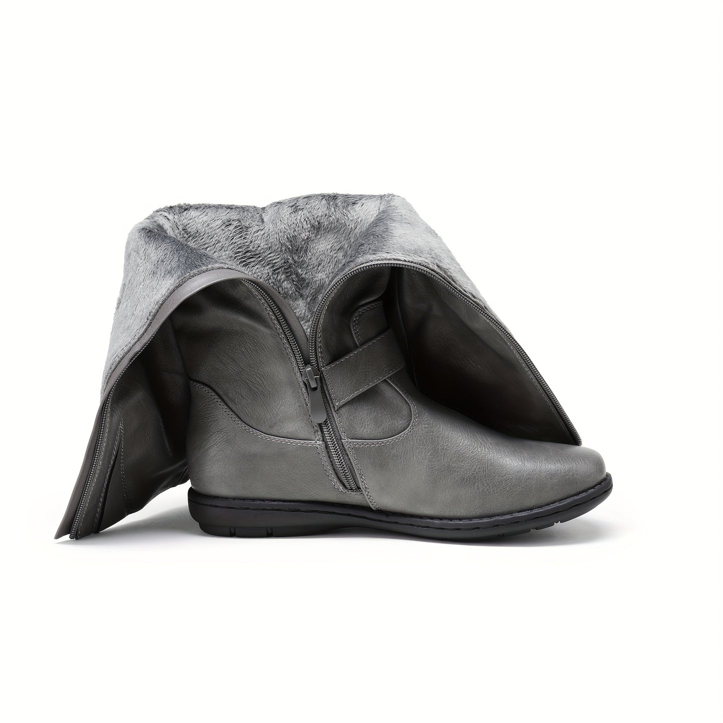 Women's Wide Calf Knee High Boots - Faux Fur-Lined Autumn & Winter Boots, Durable & Comfortable Knee-Length Style