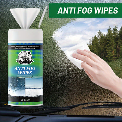 Car Glass Anti-Fog Wipes for Windows & Rear-View Mirrors, Anti-Rain Defogging Solution