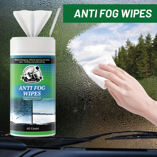 Car Glass Anti-Fog Wipes for Windows & Rear-View Mirrors, Anti-Rain Defogging Solution