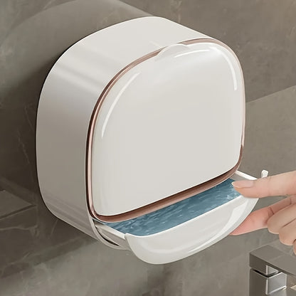 Wall-Mounted Soap Dish with Lid – No Drill, Double-Layer Holder for Bathroom & Kitchen Storage
